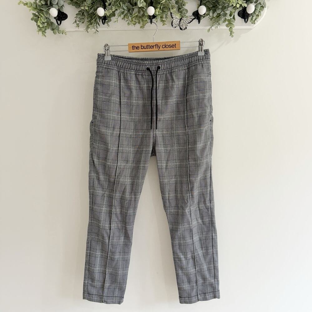 Mens I Love Ugly Black Houndstooth Plaid Drawstring Pants Medium ff5722